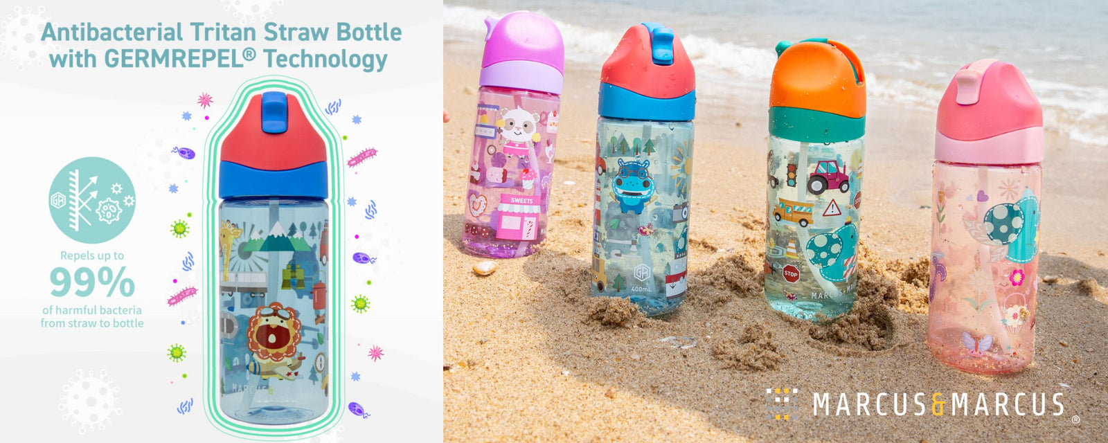 Marcus & Marcus Antibacterial Tritan Straw Bottle