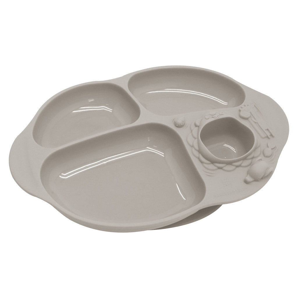 Marcus & Marcus Yummy Dips Suction Divided Plate - Pebble