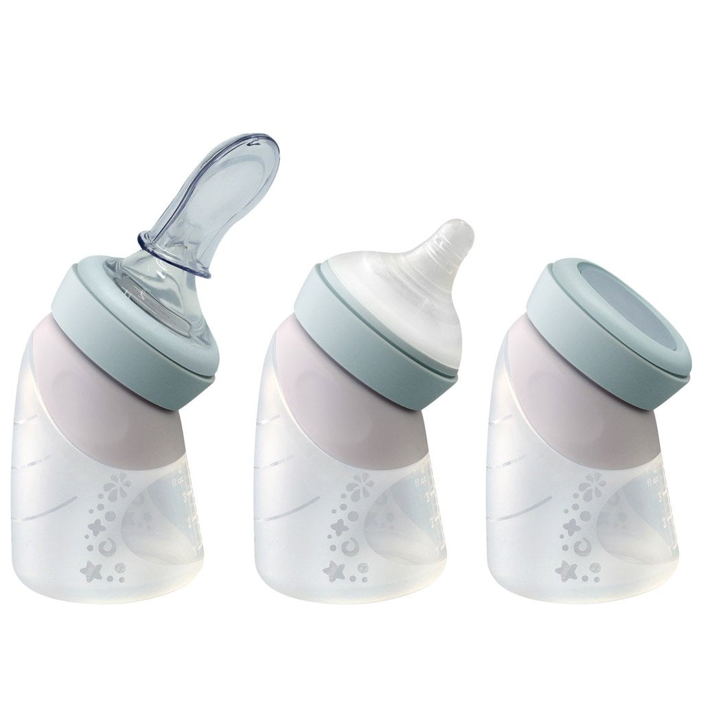 Marcus & Marcus Silicone Angled Feeding Bottle & Spoon
